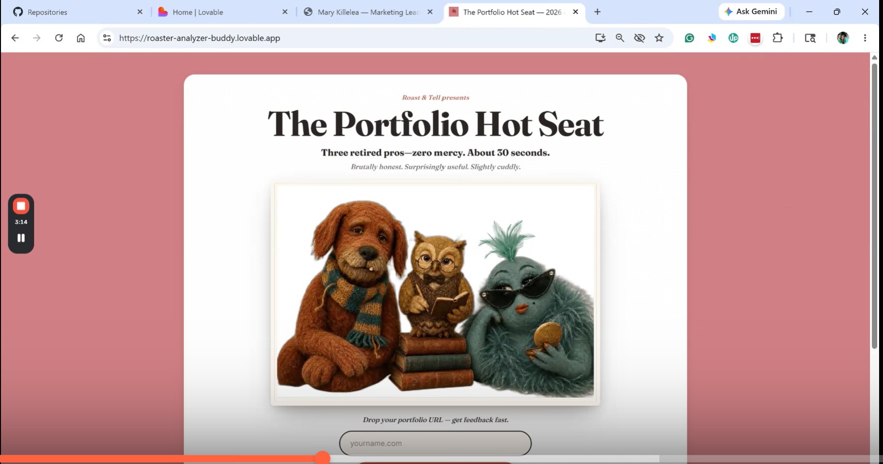 Portfolio Hot Seat — three fictional reviewer characters